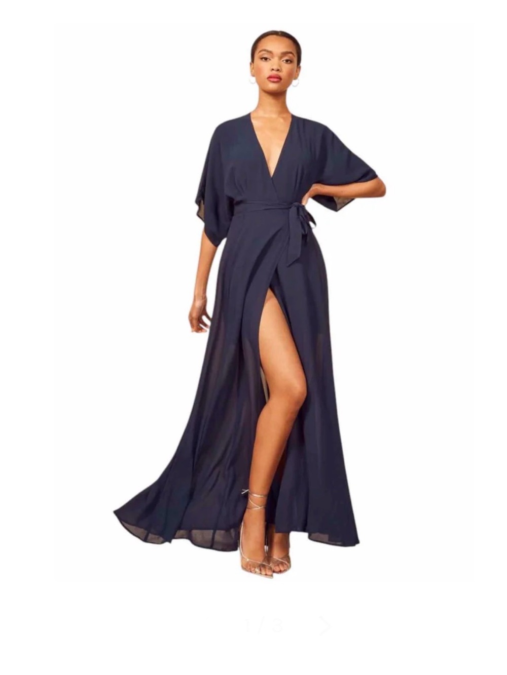 Reformation Women's Navy Blue Winslow Maxi Wrap Dress